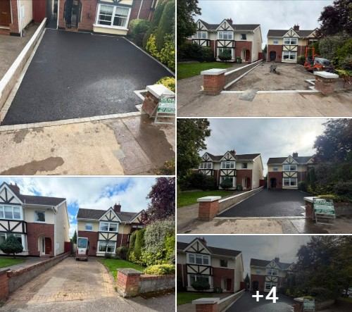 New SMA tarmac driveway with paving border in Blanchardstown, Dublin